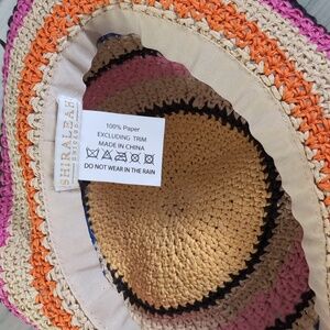 Shiraleah Chicago Crocheted Striped Raffia Bucket / Sun Hat